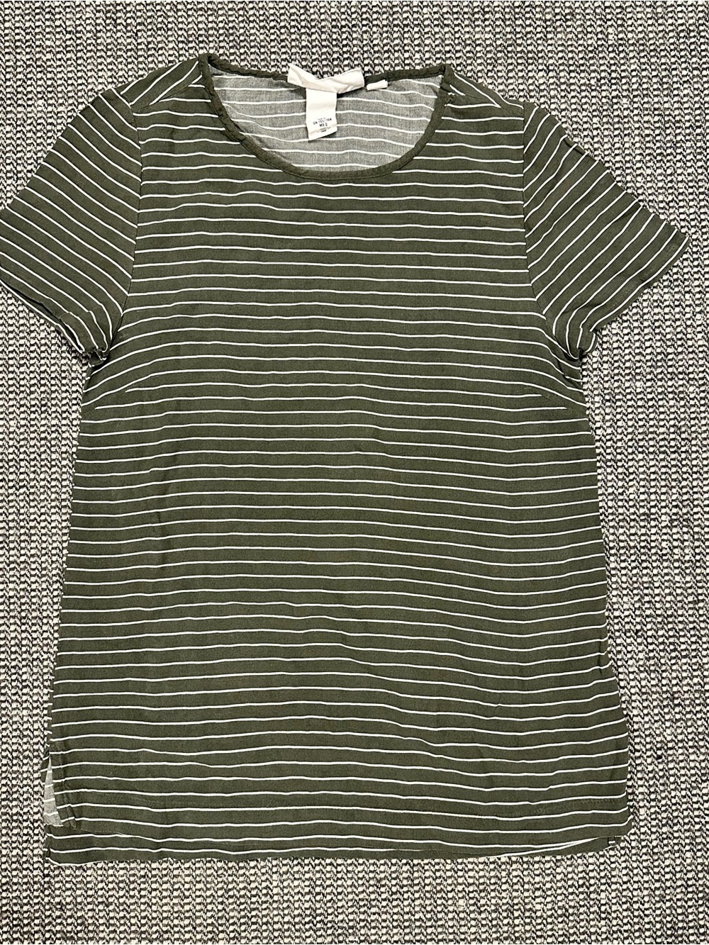Label Of Graded Goods L.O.G.G. Olive Green Striped Short Sleeve Tee
